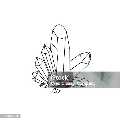 istock Black and white vector illustration of a children's activity coloring book page with pictures of Nature quartz. 1354369541