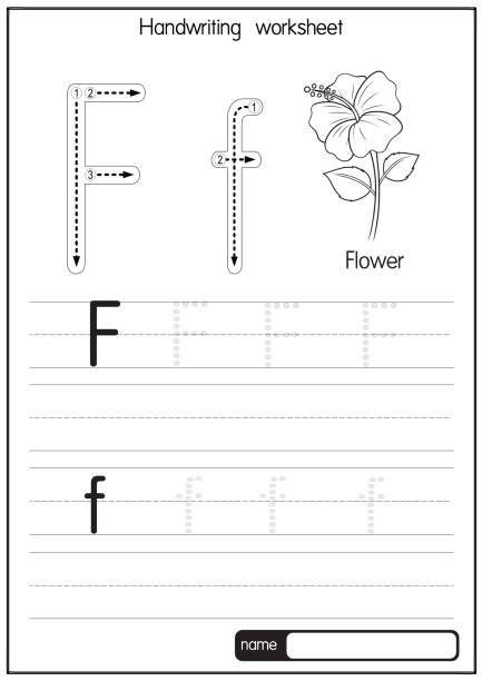 Black and white vector illustration of Flower with alphabet letter F Upper case or capital letter for children learning practice ABC Black and white vector illustration of Flower with alphabet letter F Upper case or capital letter for children learning practice ABC black and white hibiscus cartoon stock illustrations