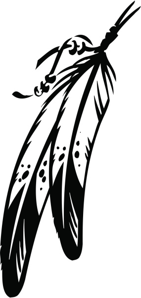 Black and white vector outline of two feathers tied together