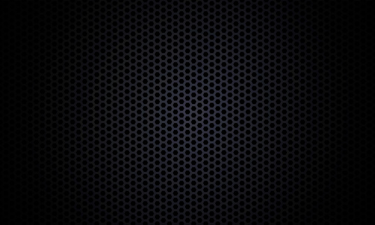 Black background. Dark hexagon carbon fiber texture. Black honeycomb metal texture steel background.