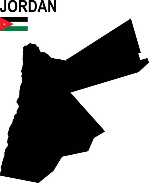 Black basic map of Jordan with flag against white background Black basic map of Jordan with flag against white background
The url of the reference to political map is: 
http://legacy.lib.utexas.edu/maps/middle_east_and_asia/jordan_pol_2004.jpg
Layers of data used: flag, map jordan middle east stock illustrations