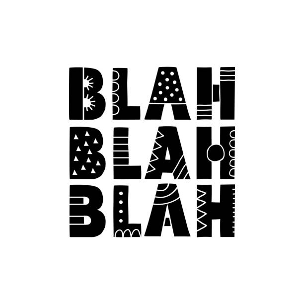 Black Blah Blah Blah Letters with Bold Patterns Vector vector art illustration