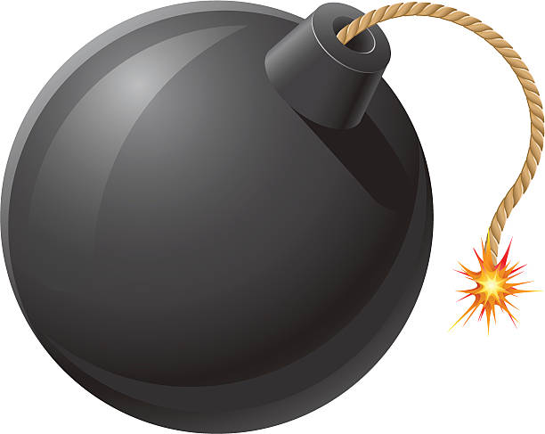 stockillustraties, clipart, cartoons en iconen met black bomb with a burning fuse vector illustration - bomb