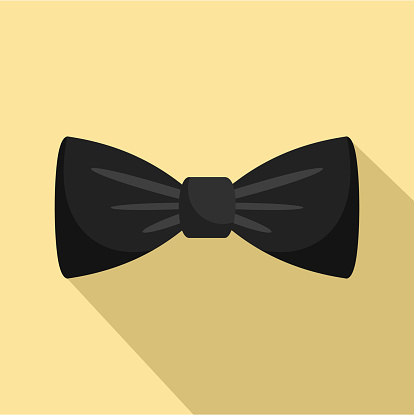 Black bow tie icon, flat style