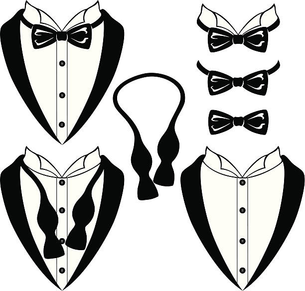 stockillustraties, clipart, cartoons en iconen met black bow ties - smoking