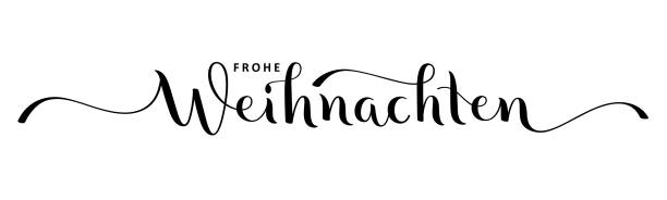 frohe weihnachten czarna tablica kaligraficzna pędzla (merry christmas w języku niemieckim) - weihnachten stock illustrations