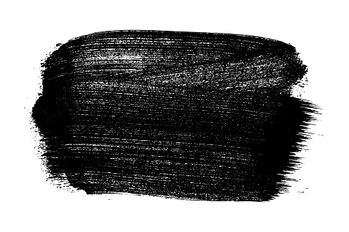 Black brush stroke isolated on white. Ink splatter. Paint droplets. Digitally generated image. Vector design elements, illustration, EPS 10.