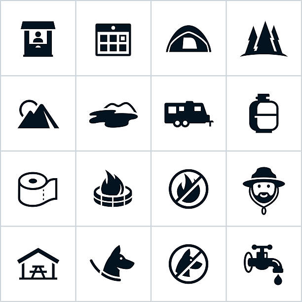 black campground icons - rangers stock illustrations