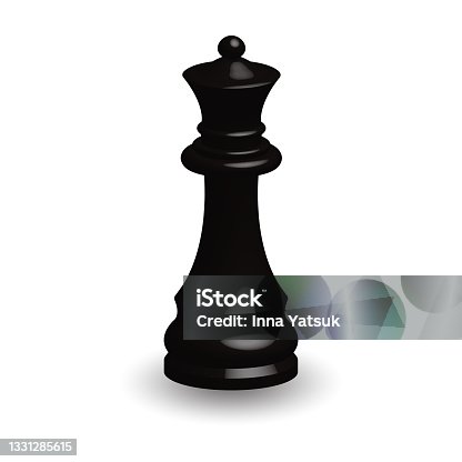 istock Black chess piece queen 3d on white background. Board game chess. Chess piece 3d render.Vector illustration. Sport play. 1331285615