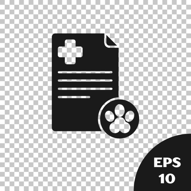 Black Clipboard with medical clinical record pet icon isolated on...