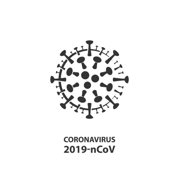 schwarzecoronavirus molekül-symbol. vektor-flachcoronavirus 2019-ncov-symbol zur identifizierung von epidemieinfektionen. - coronavirus mutation stock-grafiken, -clipart, -cartoons und -symbole