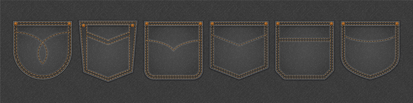 Black denim cloth texture with pockets