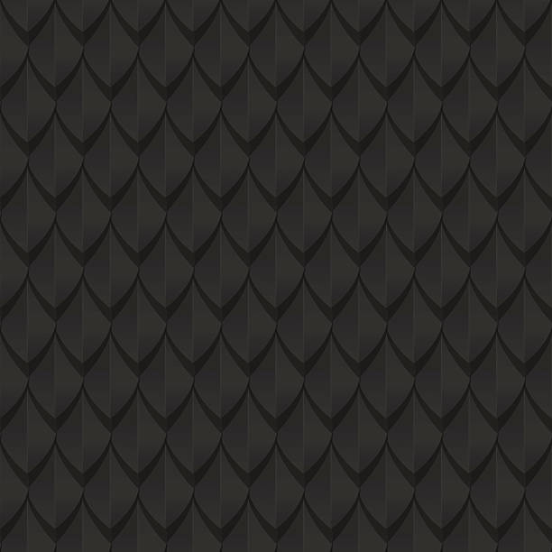 Black dragon scales seamless background texture Black dragon scales seamless background texture.  Dragon skin seamless texture. Vector illustration animal scale stock illustrations
