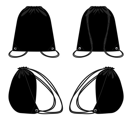 Black Drawstring Bag Vector for Template