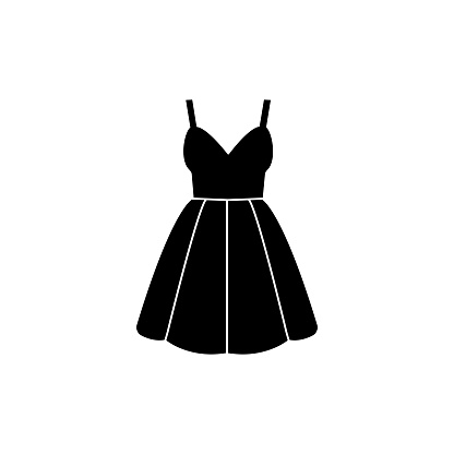 Black dress icon isolated. Fashion illustration.