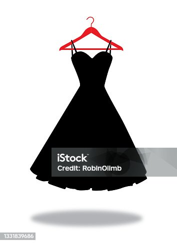 istock Black Dress On Red Hanger 1331839686