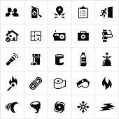 Emergency Preparation Icons. All white strokes/shapes have been cut from the icons and merged allowing the background to show through.