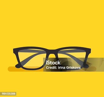 istock Black eyeglass on empty background. Vector flat cartoon graphic design element isolated icon 984135388