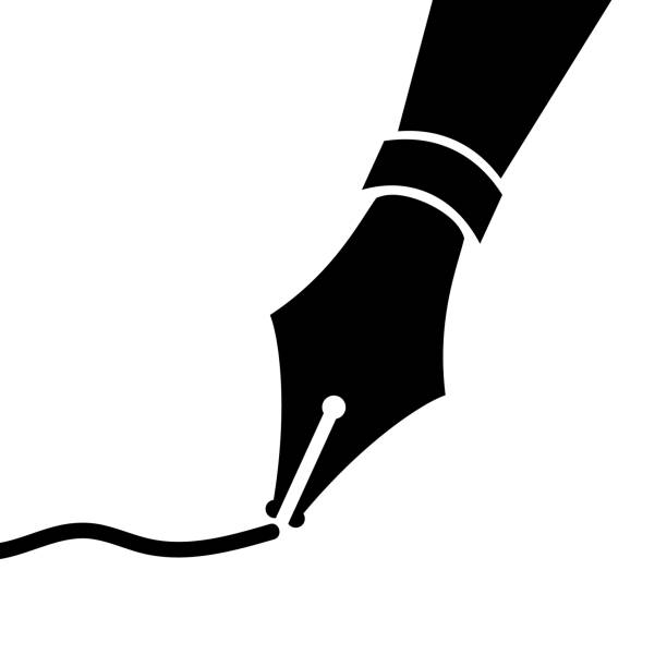 Black Fountain pen nib. Icon symbol pen nib isolated Black Fountain pen nib. Icon symbol pen nib isolated on white background. Vector illustration. writing activity silhouettes stock illustrations