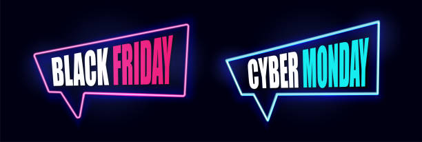 Black Friday and Cyber Monday sale banner. Promotion clearance in horizontal format for header or websites  cyber monday stock illustrations