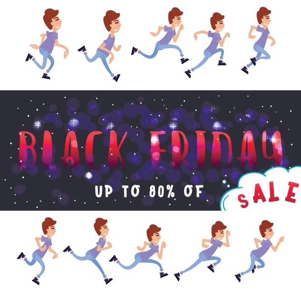 Black friday. Clearance sale - people run to shop Black friday. Clearance sale - people run to shop running borders stock illustrations