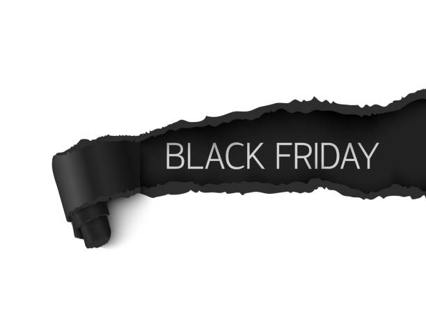 stockillustraties, clipart, cartoons en iconen met zwarte vrijdag verkoop banner realistische gescheurd papier ontwerp - black friday
