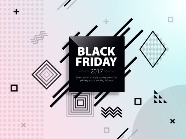 Black friday sale. Black and white web banner. Poster Sale. Template in retro style. vector art illustration