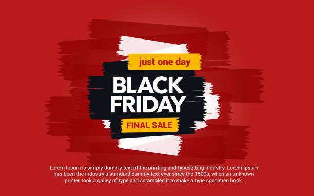 Black Friday sale inscription. Great discounts. Abstract ink blots on a red background. vector art illustration