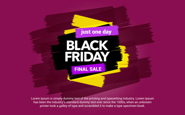 Black Friday sale inscription. Sale and discount. Abstract ink blots on a pink background. vector art illustration