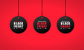 Black friday sales tag. 25, 50 and 75 percent discount. Vector on isolated background. EPS 10.