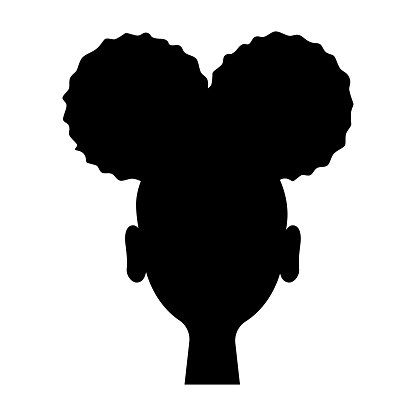 black graceful silhouette of the head of an african woman with two puff hairstyle