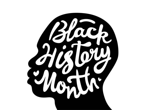 Black history month. African American History. Celebrated annualy in United States and Canada on February. Vector poster to end the systemic racism. Calligraphic lettering in shape of man's head. black history month stock illustrations