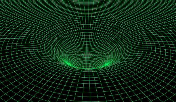 схема черной дыры с гравитационной сеткой в качестве научного абстрактного фона - black hole stock illustrations