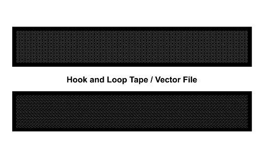 Black Hook and Loop Tape Fastener Template on White Background