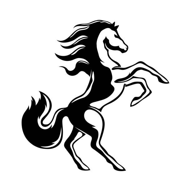 Black horse sign. Black horse sign on a white background. mustang stock illustrations
