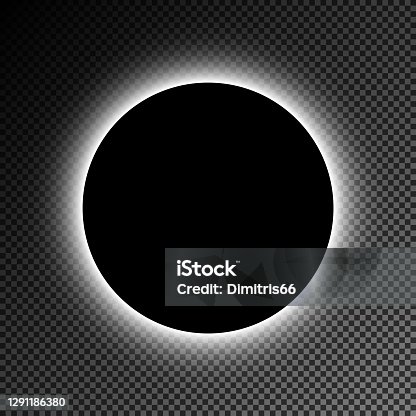 istock Black illuminated circle on transparent checked background. 1291186380