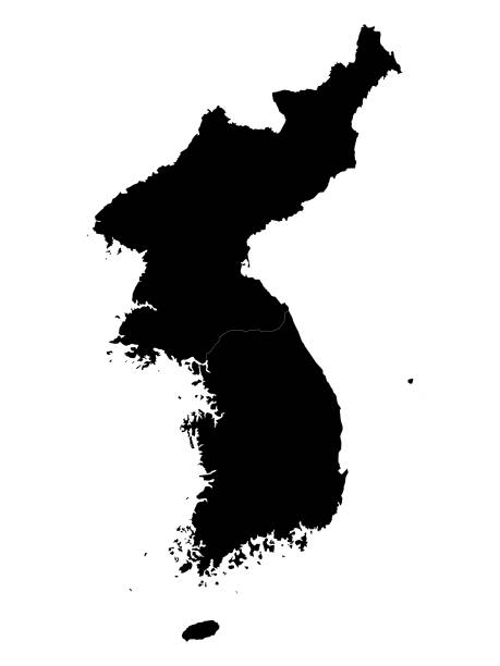 black Korean peninsula map vector illustration of black Korean peninsula map peninsula stock illustrations