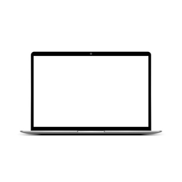 beyaz monitör ile siyah laptop-vector - beyaz arka fon stock illustrations