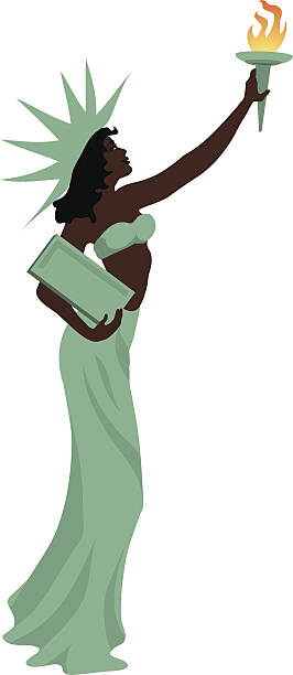 Black Liberty Black beauty as statue of Liberty. No background. cartoon of a statue of liberty free stock illustrations