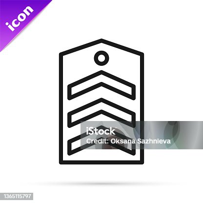 istock Black line Chevron icon isolated on white background. Military badge sign. Vector 1365115797