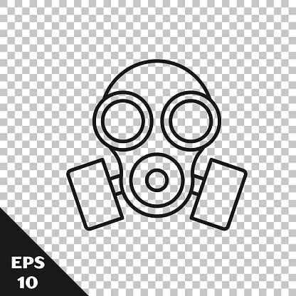 saydam arka planda yalitilmis siyah cizgi gaz maskesi simgesi solunum isareti vektor illustrasyonu stok vektor sanati arka planlar nin daha fazla gorseli istock