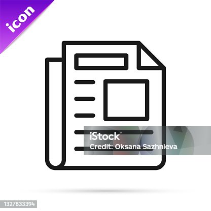 istock Black line News icon isolated on white background. Newspaper sign. Mass media symbol. Vector 1327833394