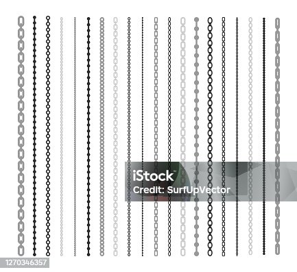 istock Black lines of chain flat illustration set 1270346357