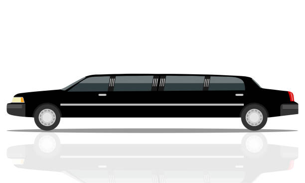 Black luxurious limousine vector illustration isolated on white background. limousines isolated on white. Premium people transportation. vector art illustration