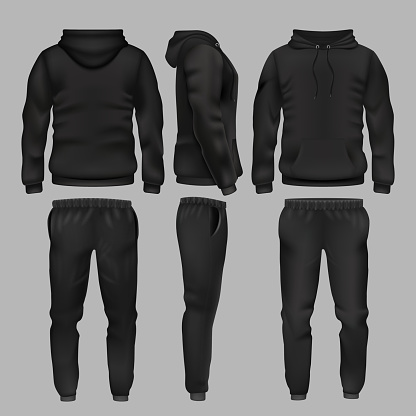 Download Black Man Sportswear Hoodie And Trousers Vector Mockup Isolated Stock Illustration Download Image Now Istock