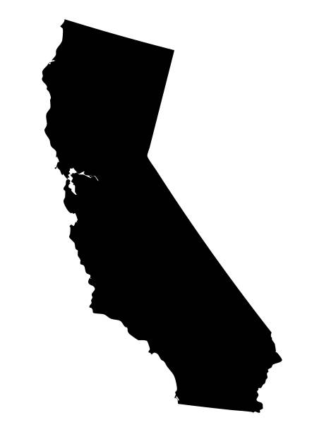 カリフォルニア州の黒の地図 - カリフォルニア点のイラスト素材／クリップアート素材／マンガ素材／アイコン素材