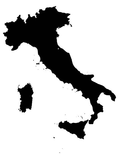 illustrazioni stock, clip art, cartoni animati e icone di tendenza di mappa nera dell'italia sullo sfondo bianco - verona napoli