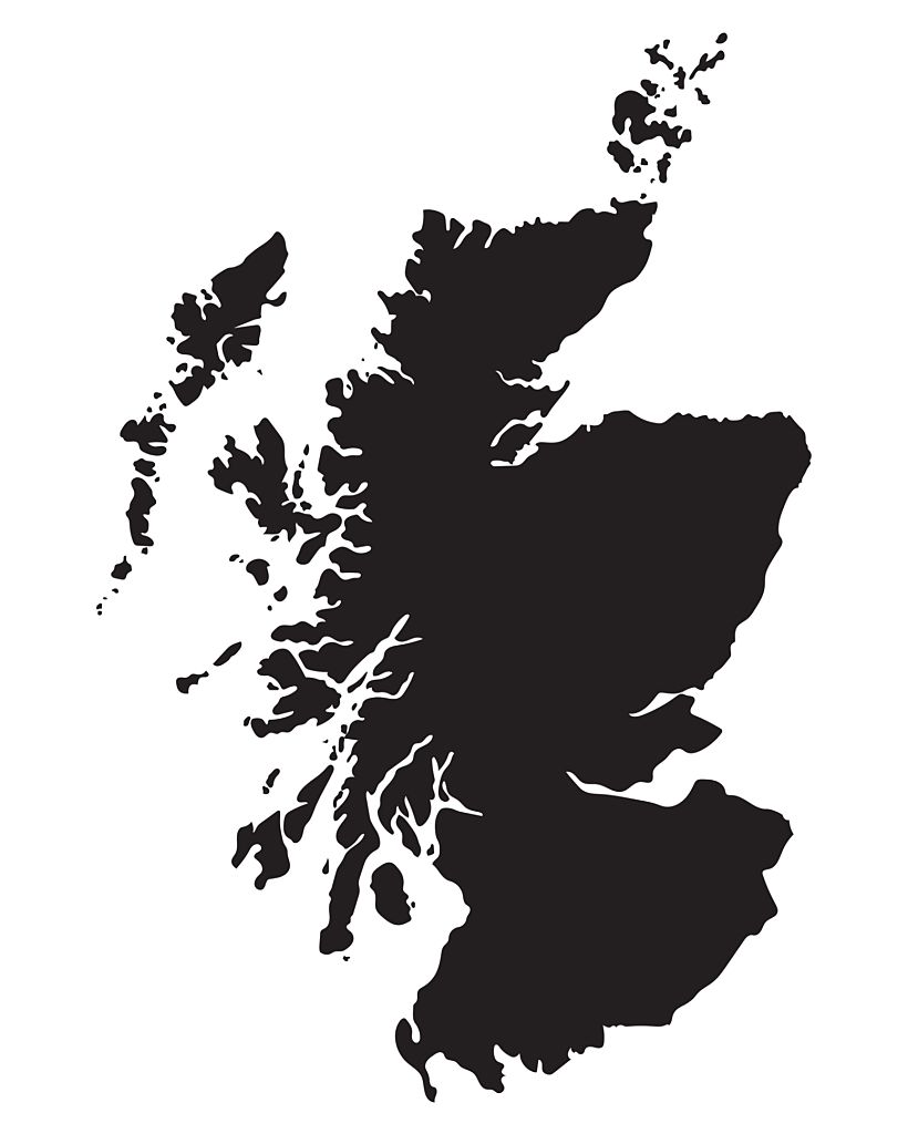 black vector map of Scotland