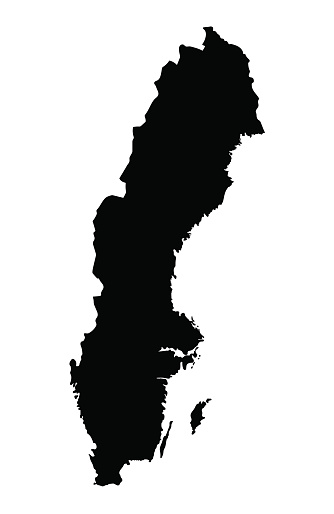 black map of Sweden