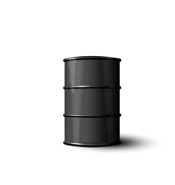 Black Metal Barrel of Oil Isolated on White Background vector art illustration
